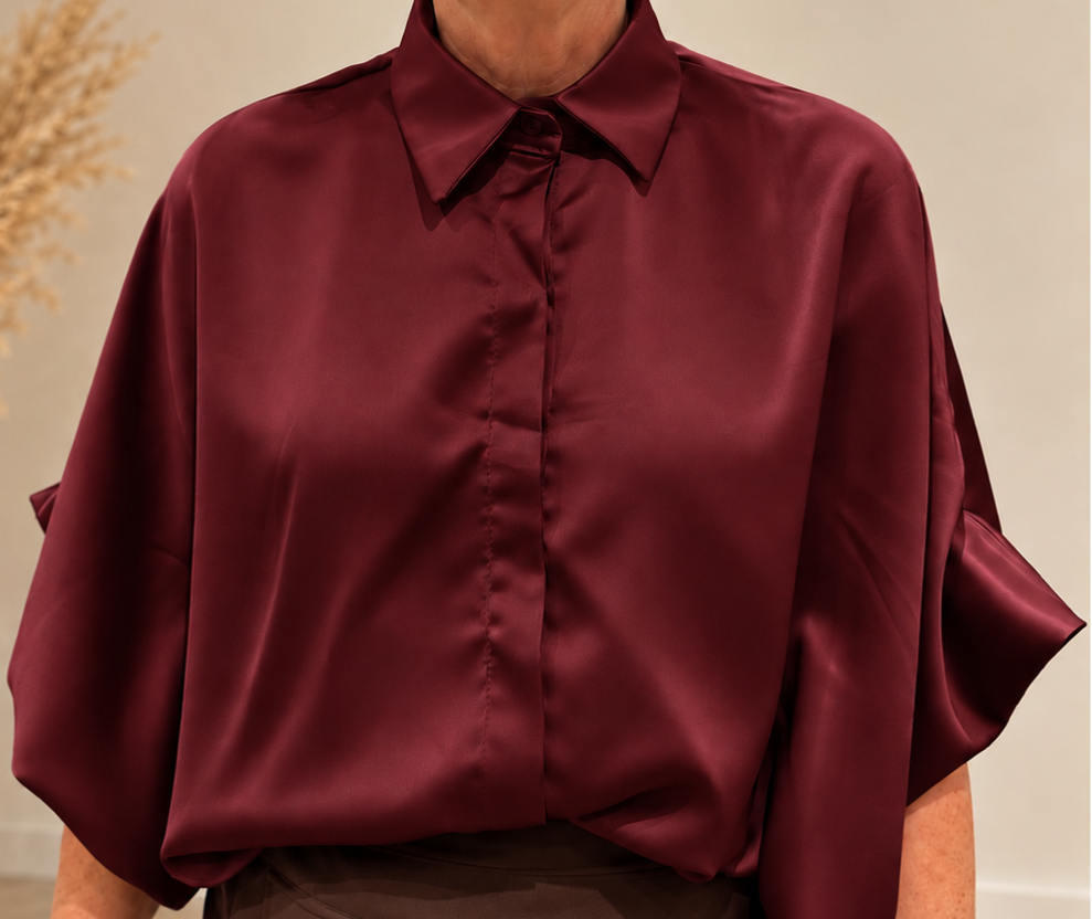 Blouse | satijn bordeaux