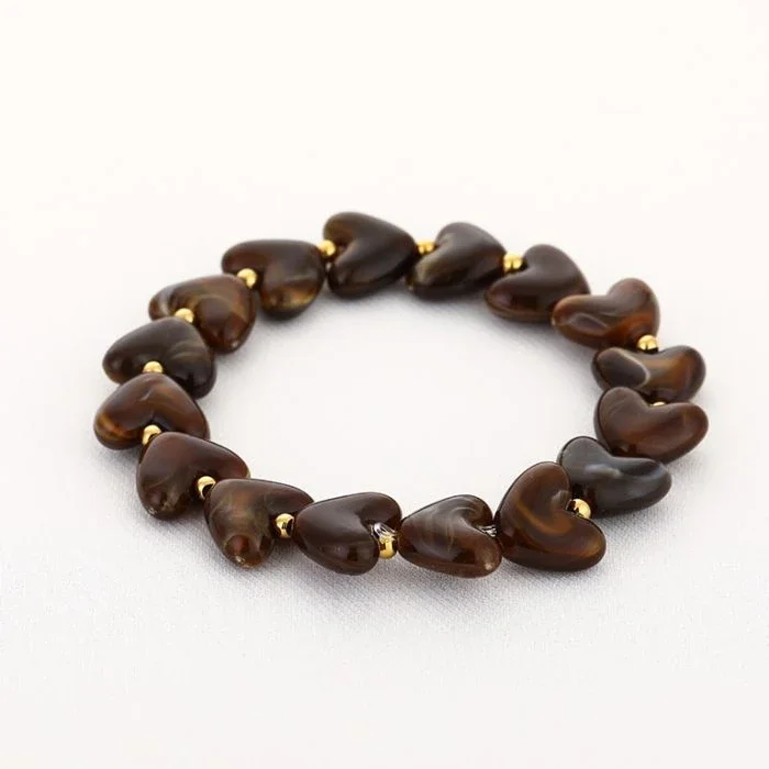 Armband | hartjes bruin