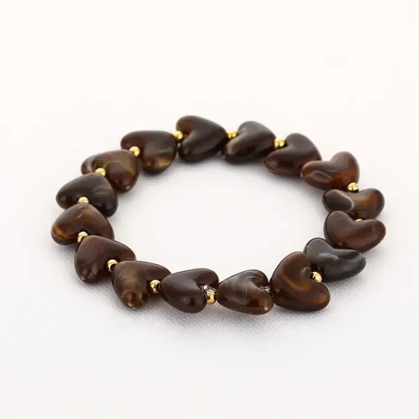 Armband | hartjes bruin