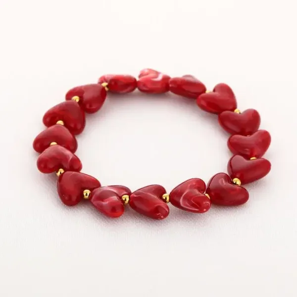 Armband | hartjes bordeaux