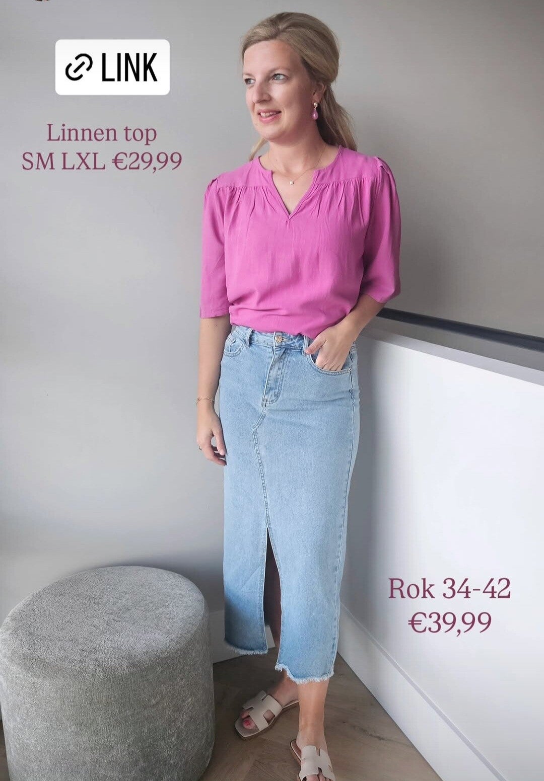 Top viscose Azzurro roze