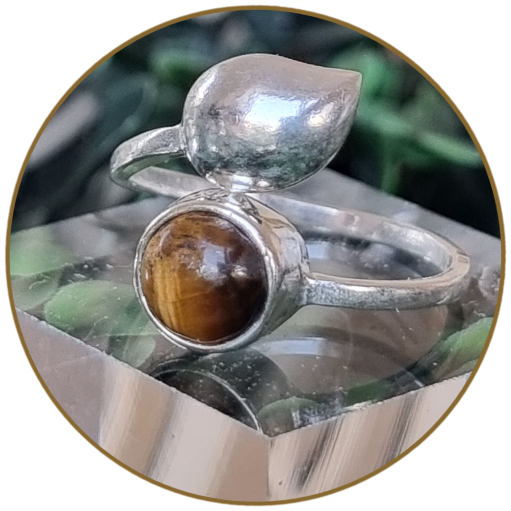 Œil de Tigre Bague Argent massif
