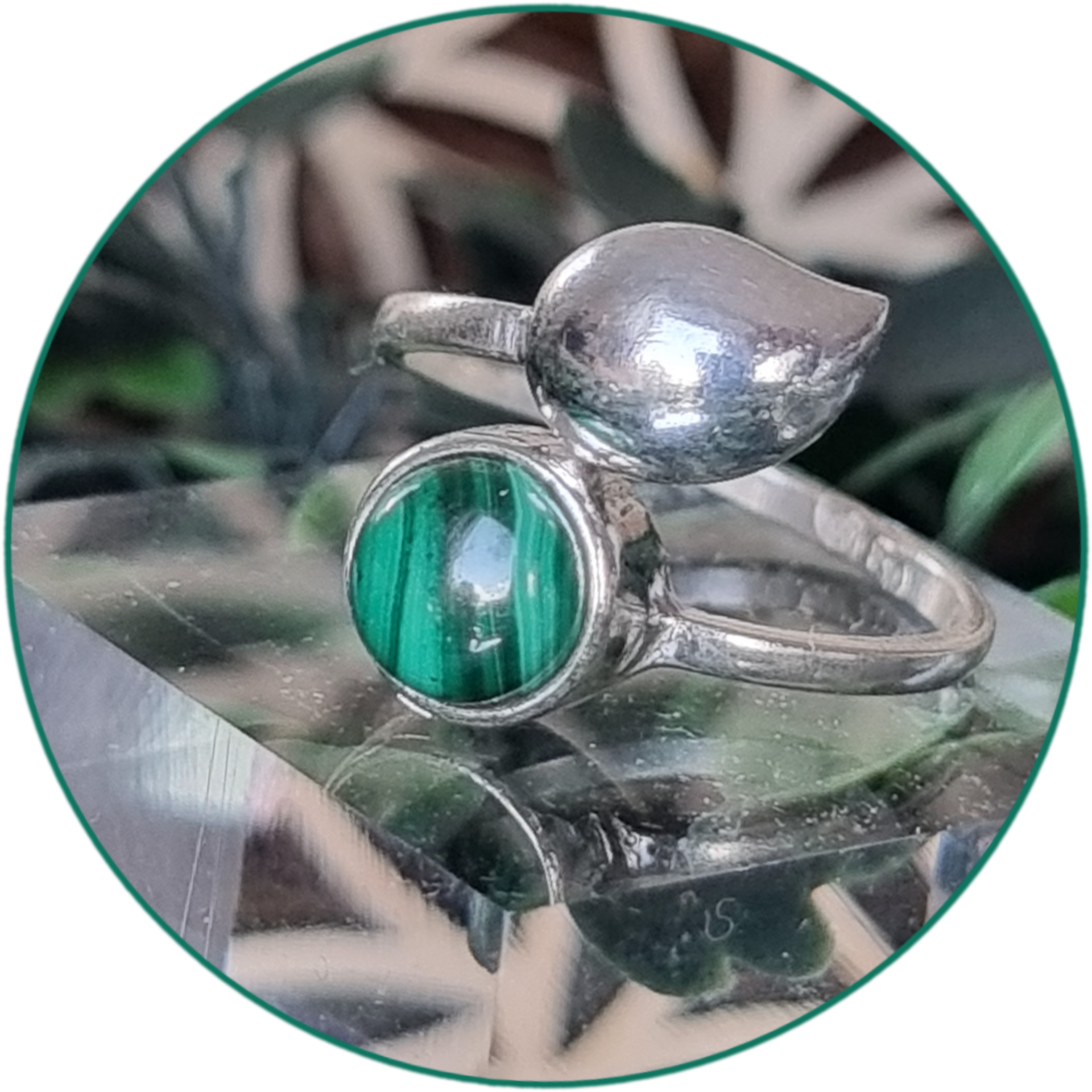 Malachite Bague Argent massif