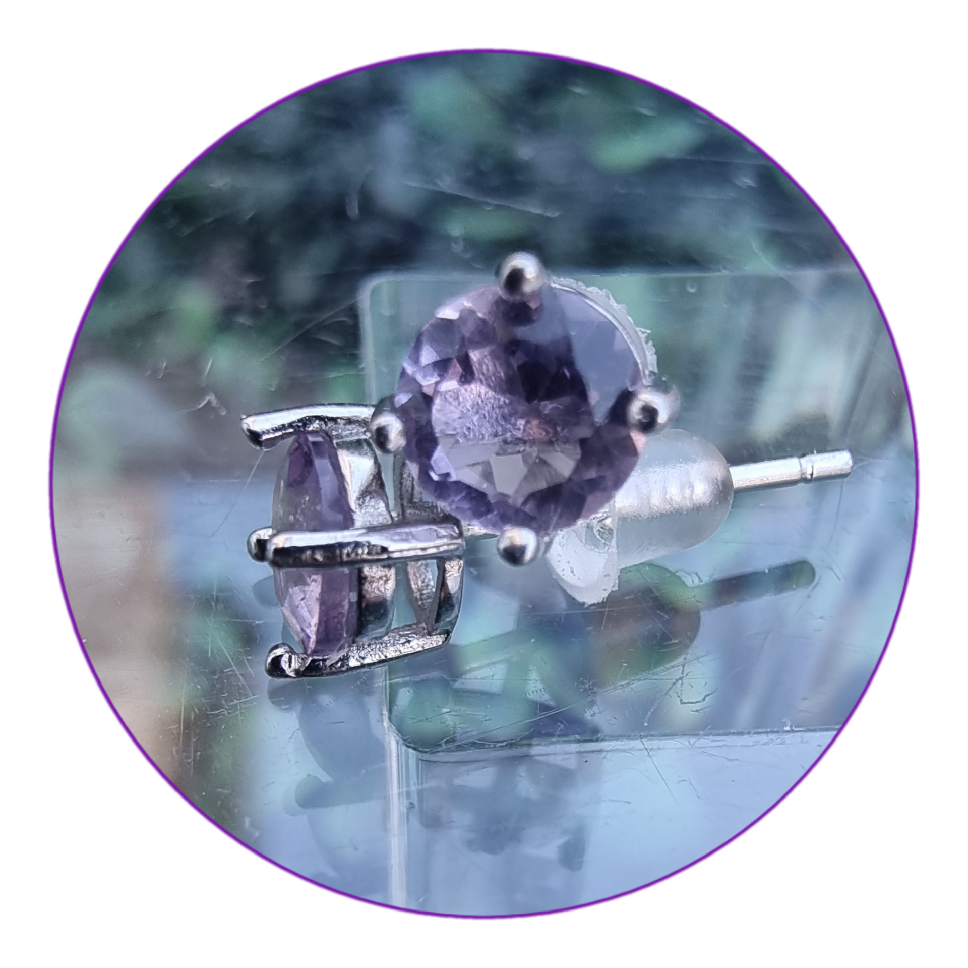 Améthyste Boucles d'oreilles Argent massif A+