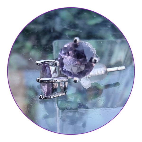 Améthyste Boucles d'oreilles Argent massif A+