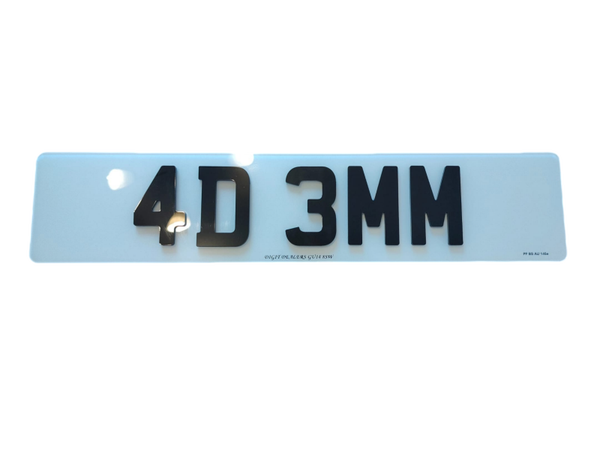4D 3mm Acrylic Road Legal Number Plate