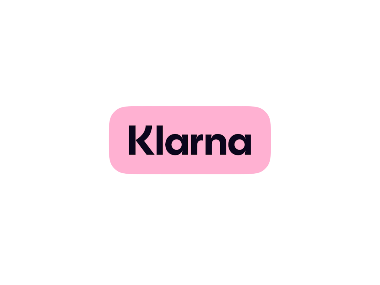 The Klarna logo featuring the word "Klarna" in bold black text on a rounded pink rectangle background.