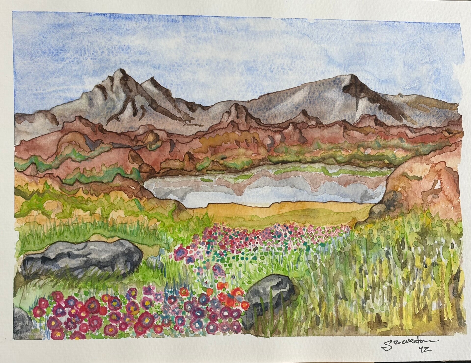 Mountain flowers   9x12  Sold