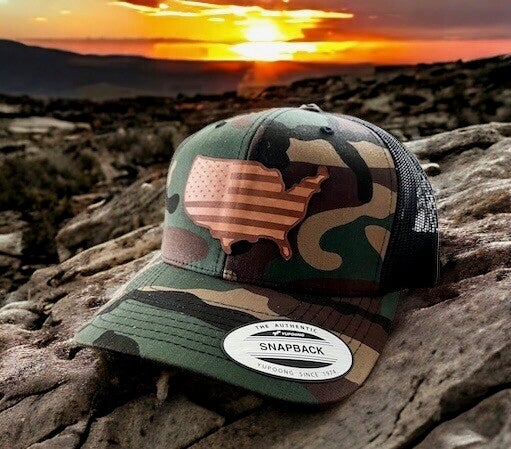Green Camo USA Genuine Leather Patch