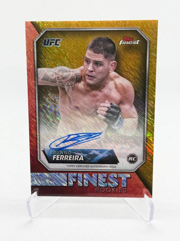 BRUNNO FERREIRA 2024 TOPPS FINEST UFC ROOKIE FINEST GOLD SHIMMER AUTO 27/39 #RFA-BF