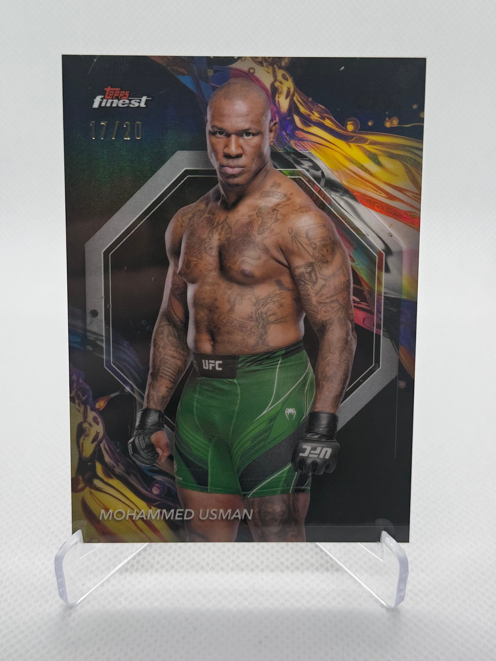 Mohammed Usman 2024 Topps Finest UFC Black Refractor 17/20 #119