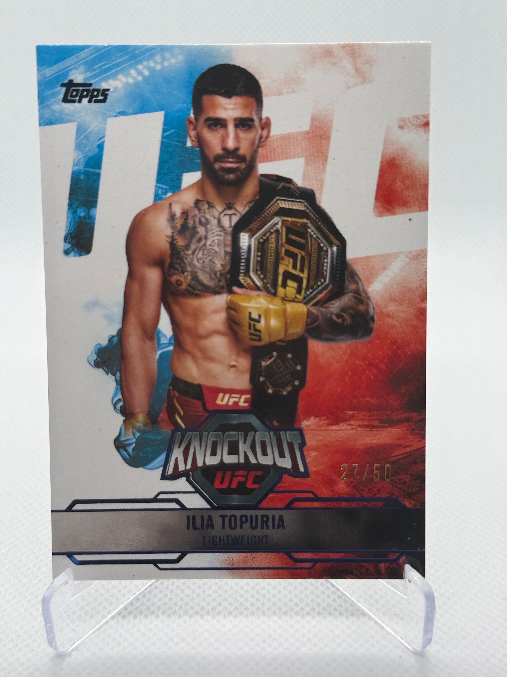 ILIA TOPURIA 2025 TOPPS UFC KNOCKOUT BLUE #ED 27/50