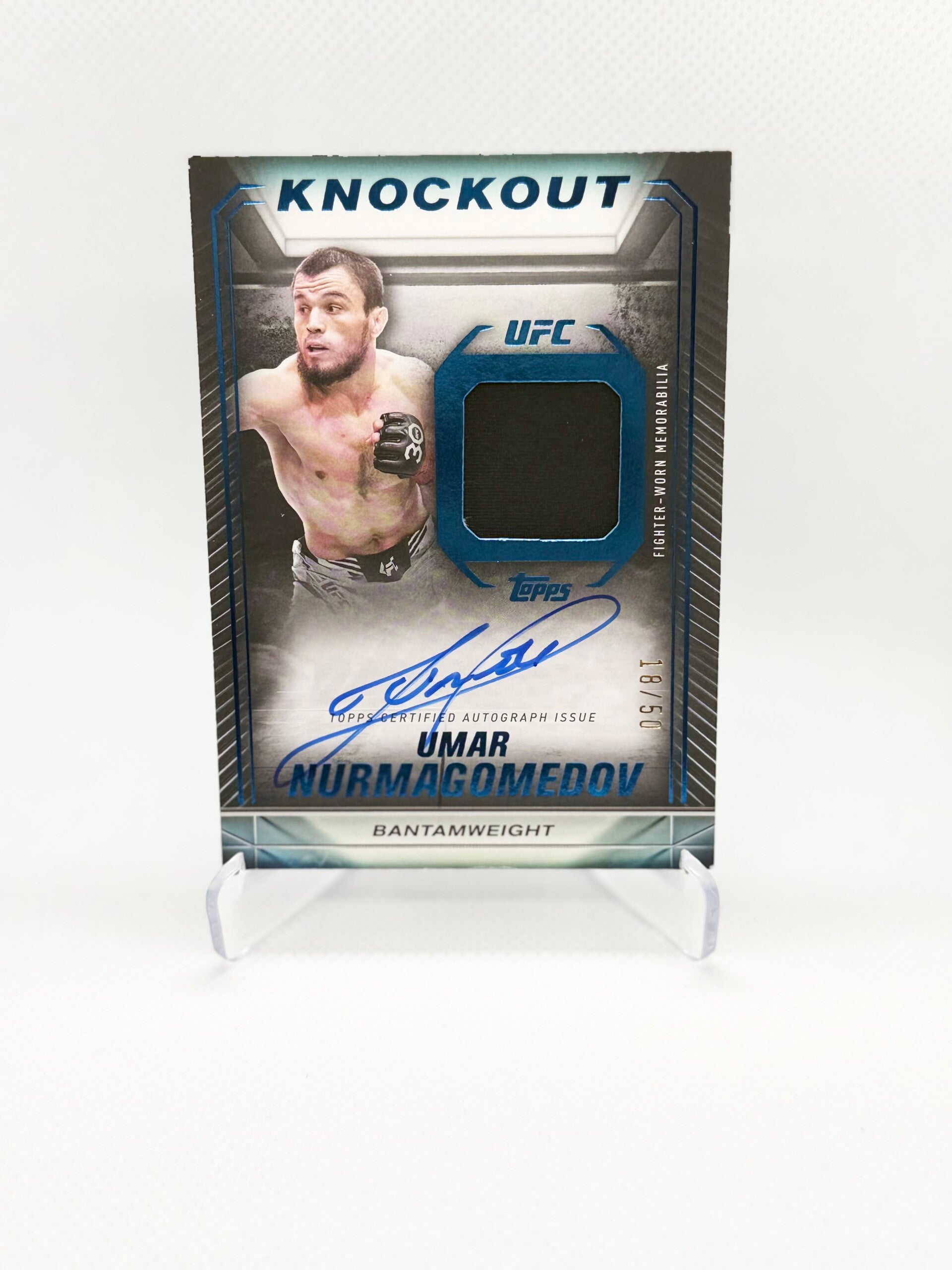 UMAR NURMAGOMEDOV 2024 Topps UFC Knockout Relic Blue On-Card Auto #18/50