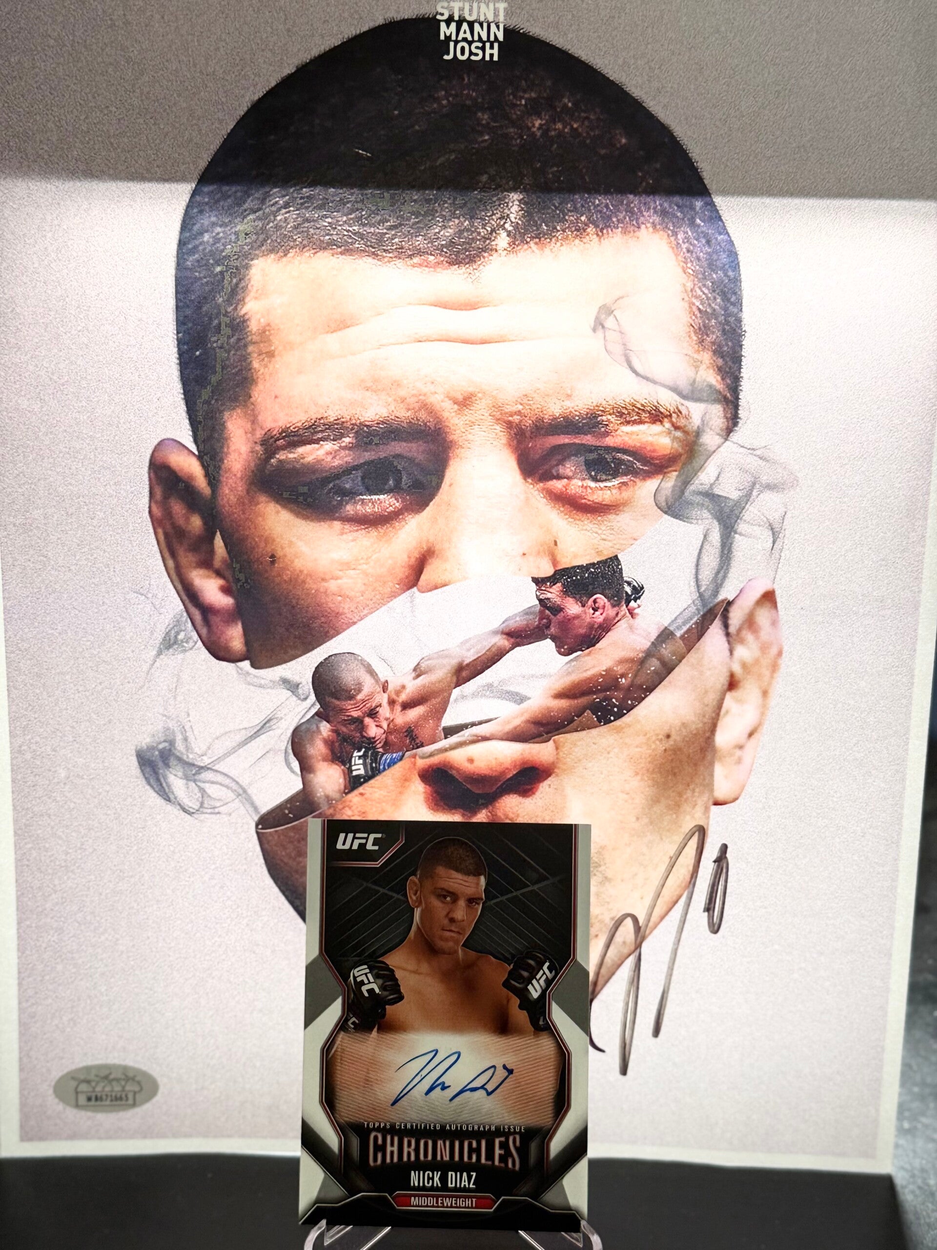 DUCK RACE Spots Only!! Nick Diaz Authenticated Signed Poster and Autographed Card