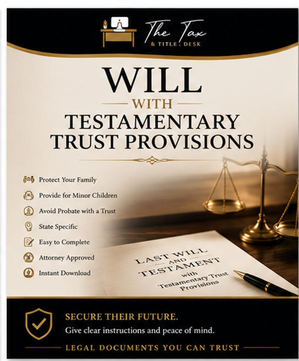 Testamentary Last Will & Testament (Colorado Edition)