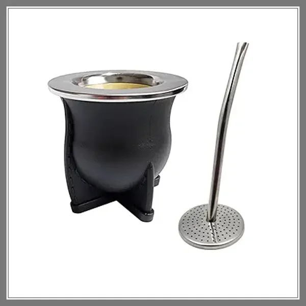 117-6010 MATE NATIVO C/ BOMBILLA SACAYERBA INOX Y VIROLA DE ACERO INOX APTO PARA GRABAR LASER CON CAJA
