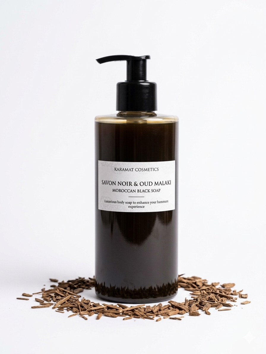 Savon noir liquide parfumé à l’oud malaki