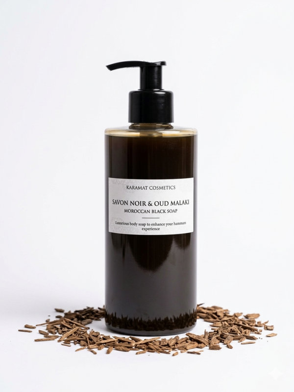 Savon noir liquide parfumé à l’oud malaki