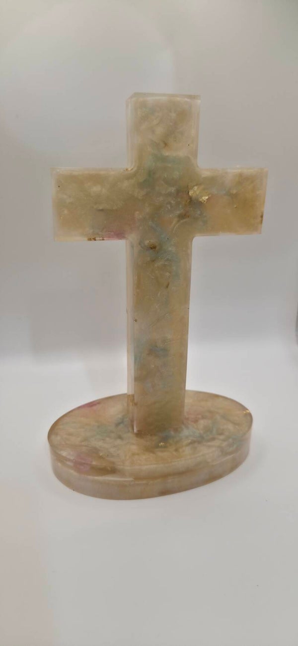 Large Cross - White Multi Colored