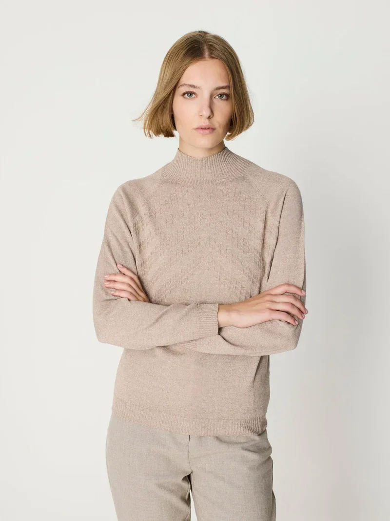 Jersey punto textura beige Escorpón