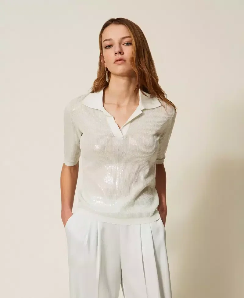 Jersey de estilo polo con lentejuelas TwinSet Milano