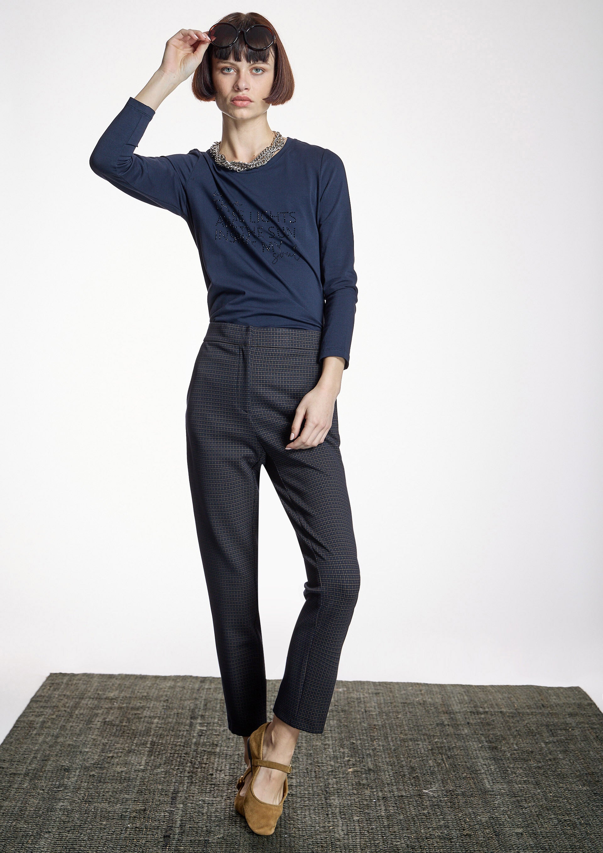 Pantalóncuadros marino Alba Conde