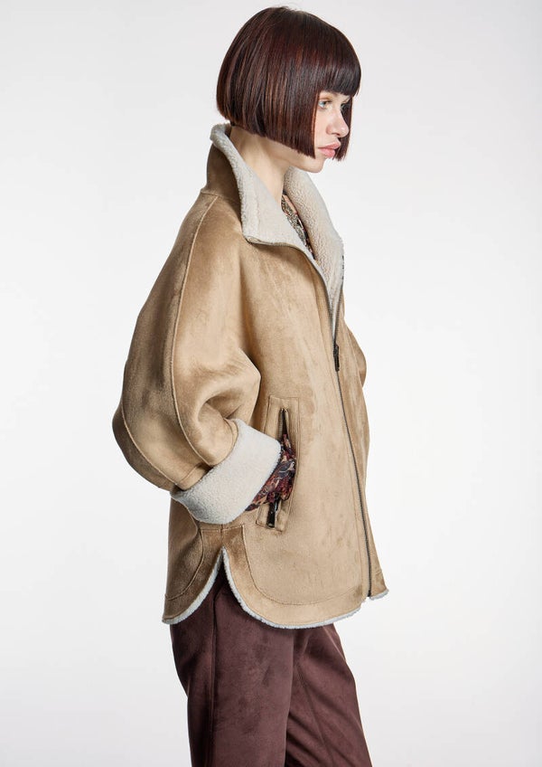 Chaqueta reversible camel piel vuelta y borrego Alba Conde