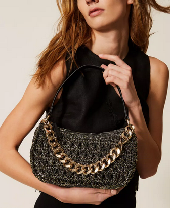 Bolso Liliane mediano de rafia de ganchillo TwinSet Milano