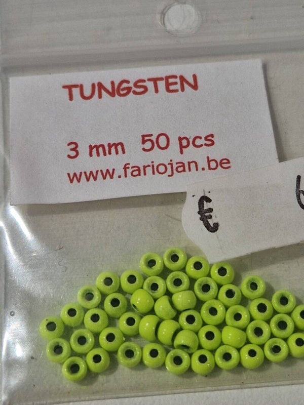 Tungsten conish chartreuse 50pcs