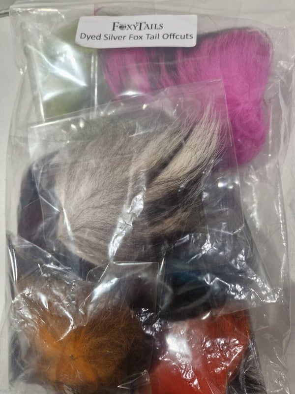 Silver fox dyed tail offcuts , 9pcs i a pack from foxy tails