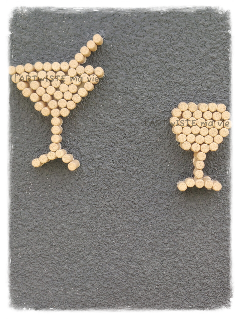 Verre cocktail et verre ballon en bouchons de liège