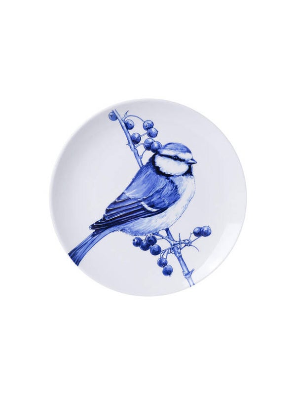 Wandbord Pimpelmees Heinen Delftsblauw