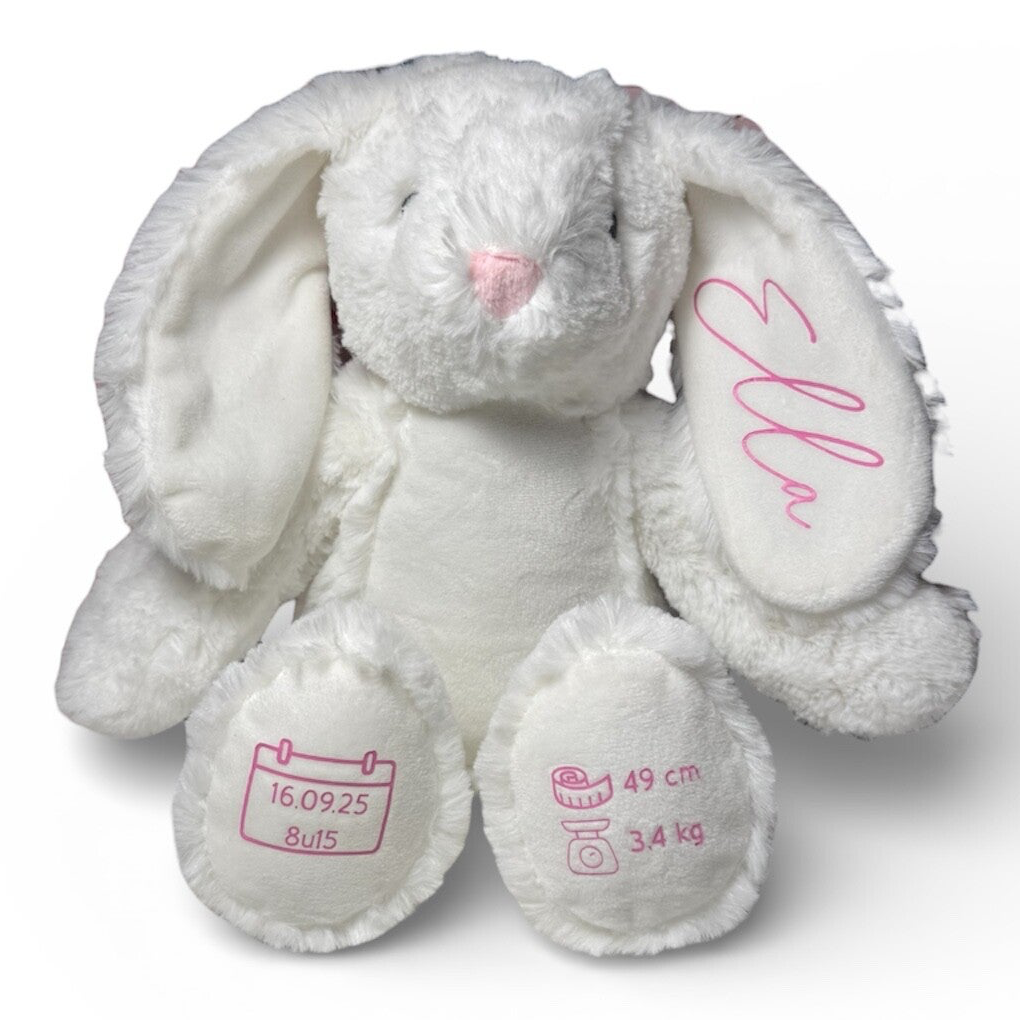 Geboorteknuffel wit konijn