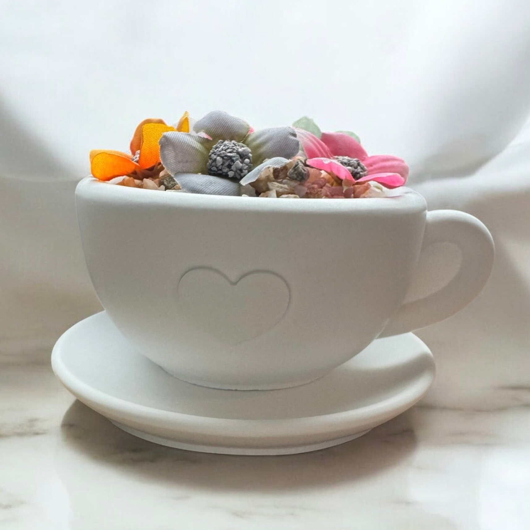 Bloempotje - koffietas met bordje