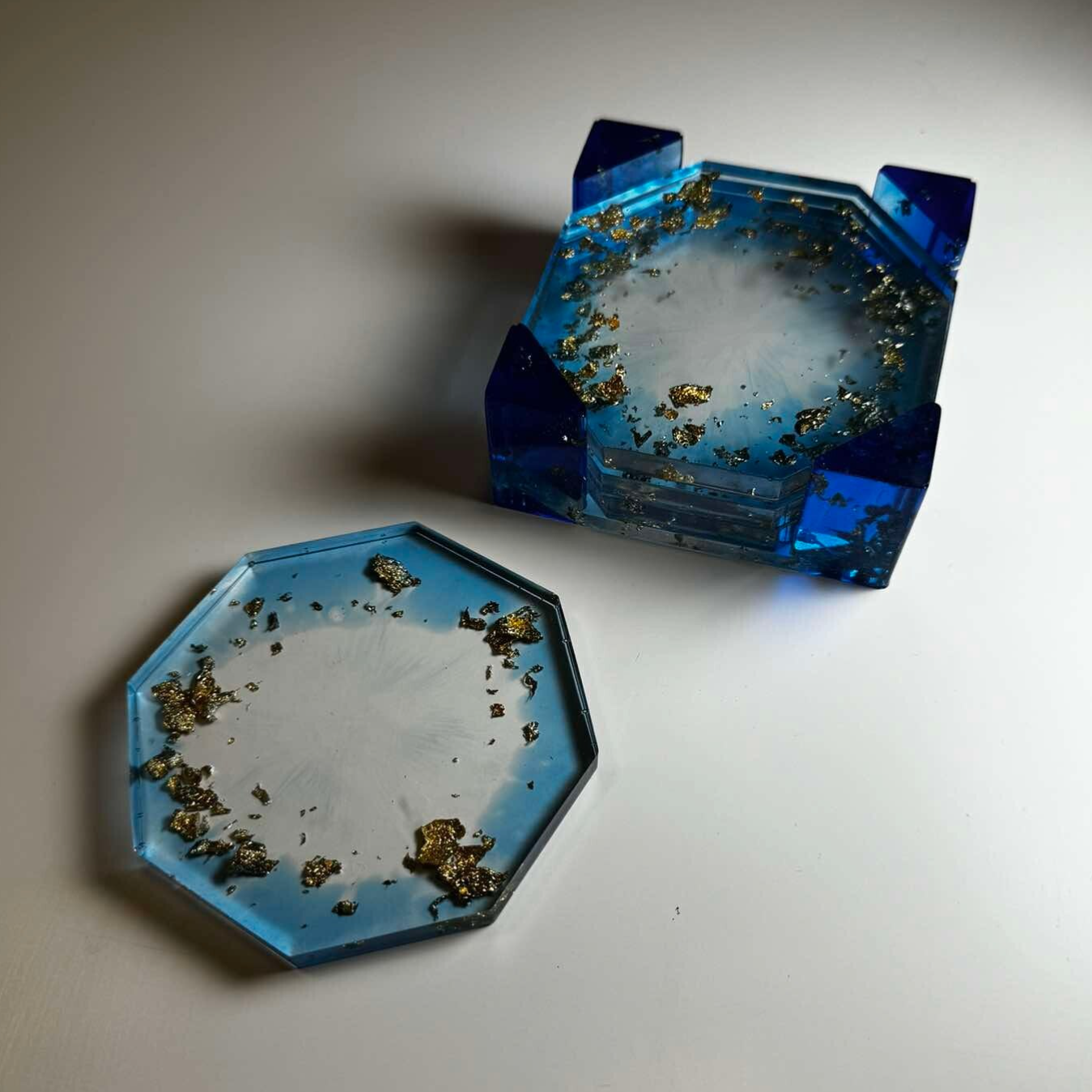 Onderzetter set met houder - achthoek