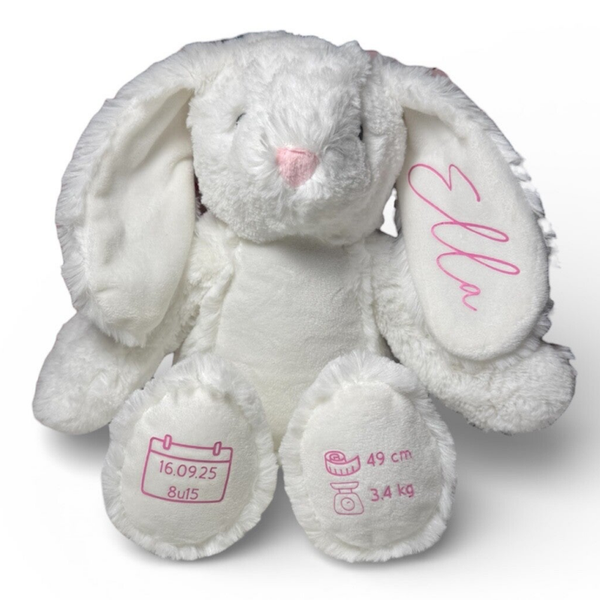 Geboorteknuffel wit konijn