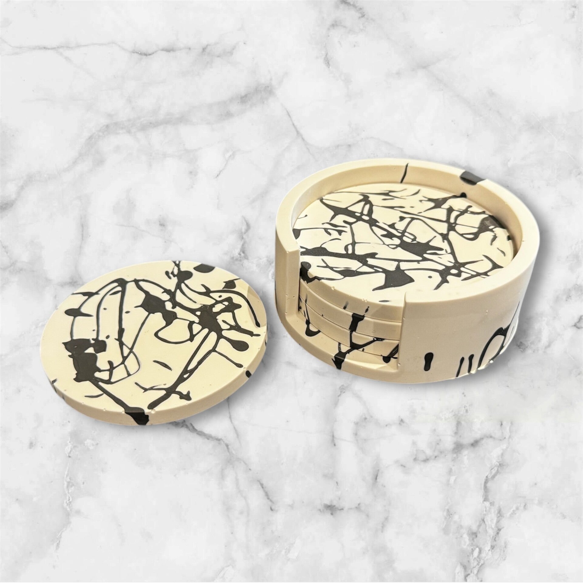 Onderzetter set met houder - rond