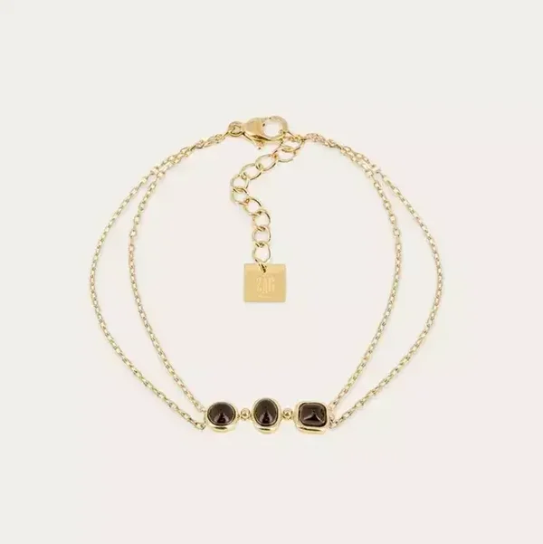 ZAG BIJOUX multi-row armband Pivoine onyx