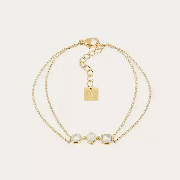 ZAG BIJOUX multi-row armband Pivoine parelmoer