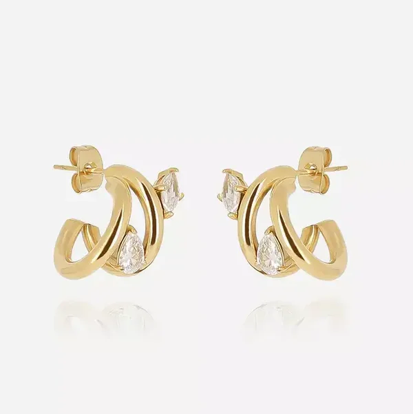 ZAG BIJOUX multi oorringen Veglie goldplated