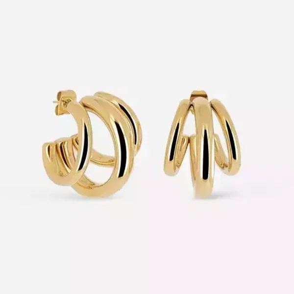 ZAG BIJOUX multi oorringen Trilogy goldplated