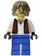 Lego Minifigur  Blacksmith - White Shirt with Reddish Brown Vest, Blue Legs, Dark Tan Hair