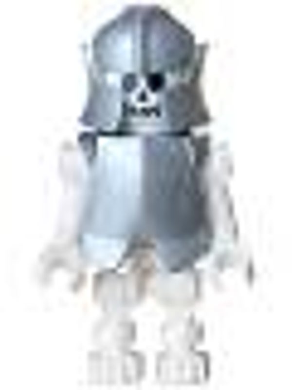 Lego Minifigur  Skeleton - Standard Skull, Bent Arms Vertical Grip, Flat Silver Helmet and Armor Breastplate (Colin the Fighter)