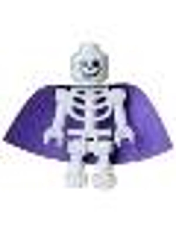 Lego Minifigur  Skeleton - Standard Skull, Bent Arms Vertical Grip, Holographic Cape (Kildar the Wizard)