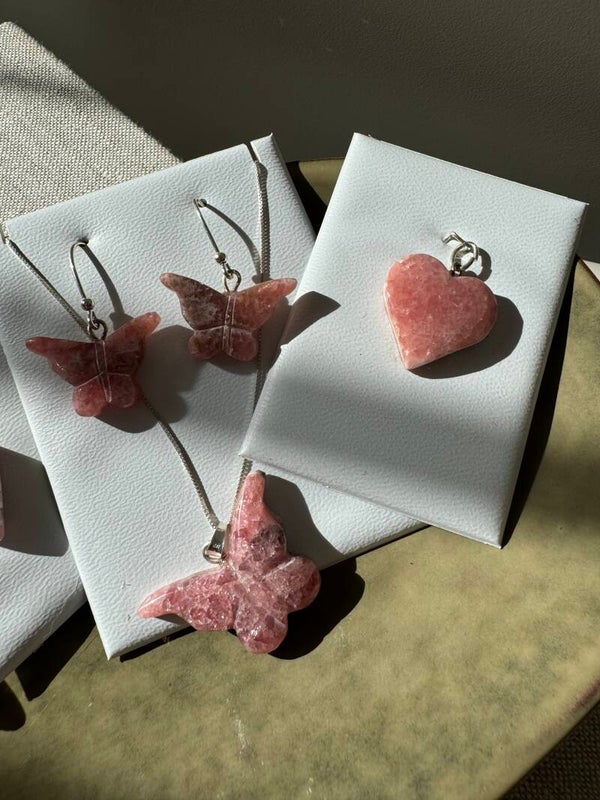 Rhodochrosite Heart Necklace  | 925 Sterling Silver