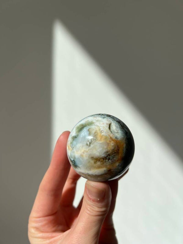 Druzy Ocean Jasper Sphere with Moon | 40mm