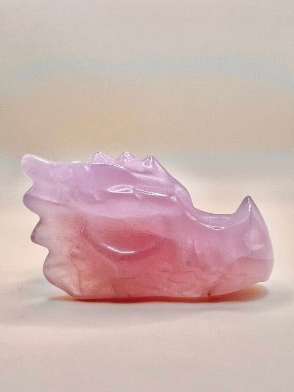 Rose Quartz Dragon Head