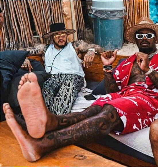 Von Miller's barefoot kicked up relaxing.