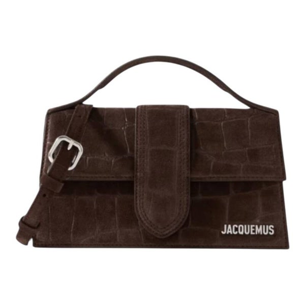 Jacquemus Le Grand Bambino Brown Croco Suede Silver