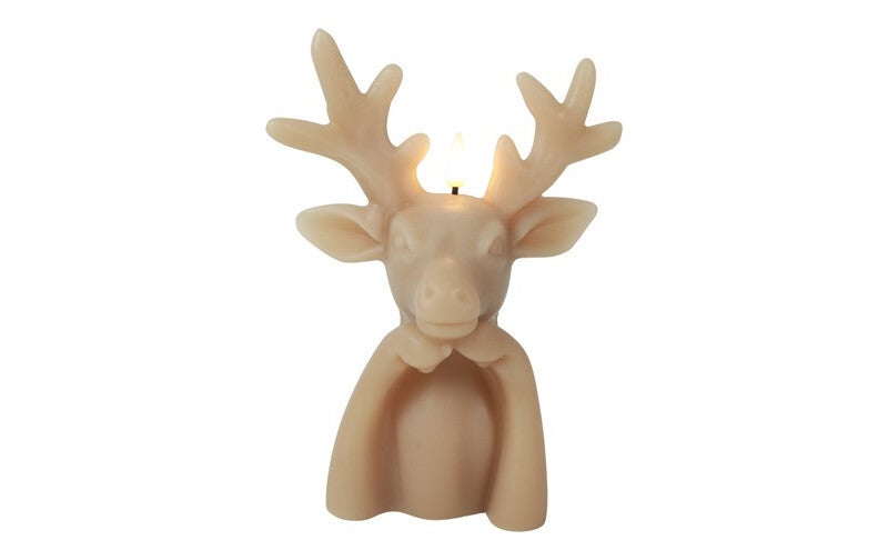 Led kaars hert L beige
